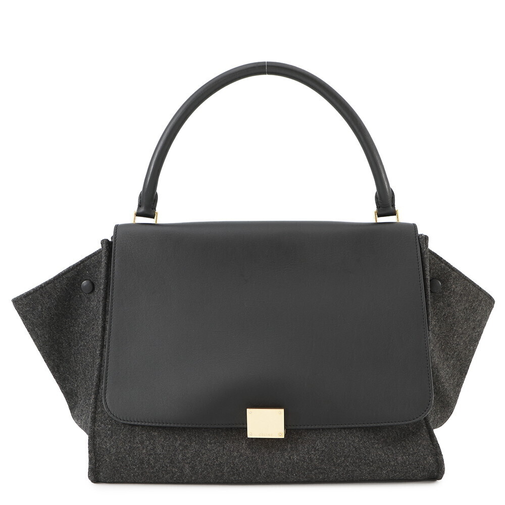 Celine handbag trapeze felt leather black bag